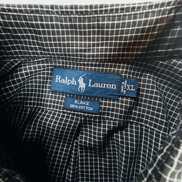 Ralph Lauren Blake Mens XL‎ Brown White Micro Checked Button Down Long Sleeve - Picture 5 of 7